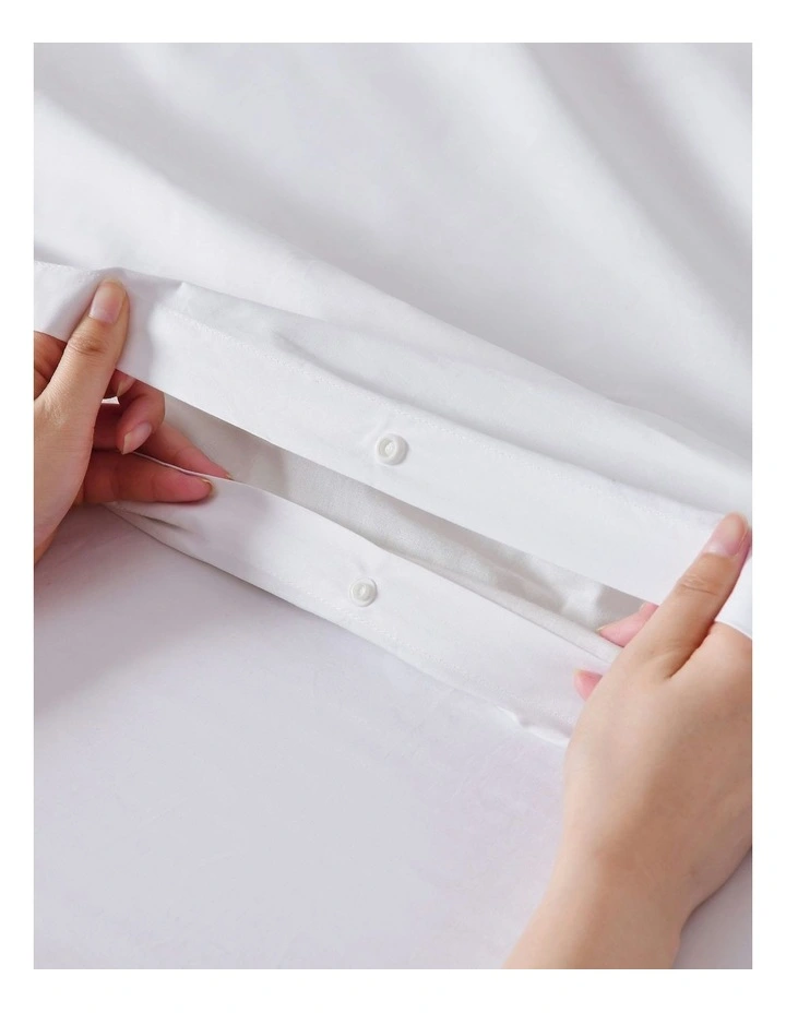 300TC Cotton Percale Quilt Cover Set in White image 4