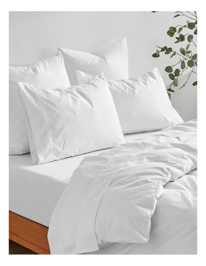 300TC Cotton Percale Quilt Cover Set in White image 5