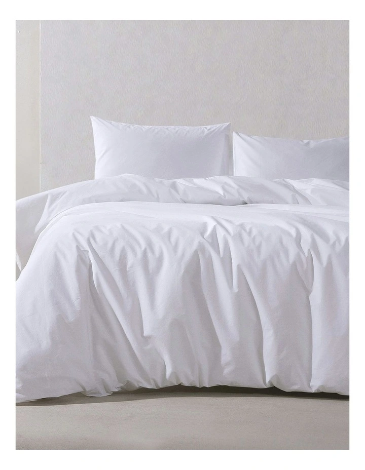 300TC Cotton Percale Quilt Cover Set in White image 7