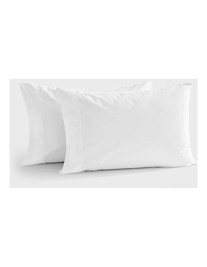 300TC Cotton Percale Standard Pillowcase  Twin Pack in White image 1