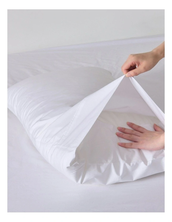 300TC Cotton Percale Standard Pillowcase Twin Pack in White image 2