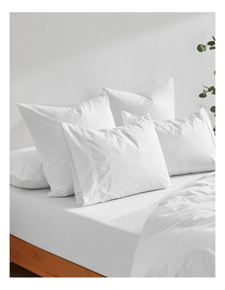 300TC Cotton Percale Standard Pillowcase  Twin Pack in White image 5