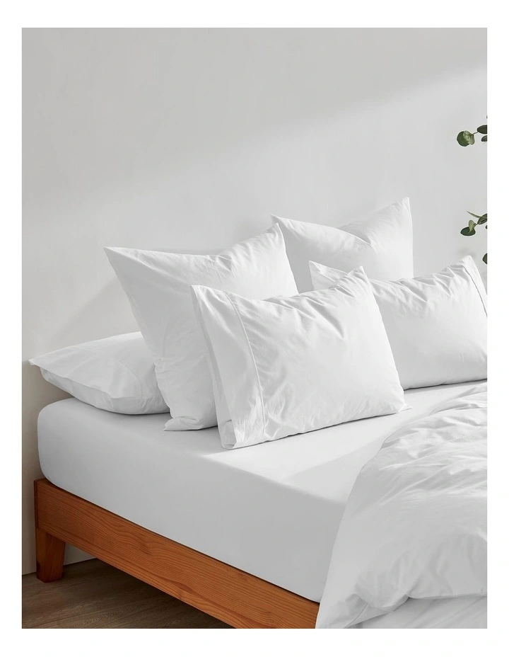 300TC Cotton Percale Standard Pillowcase  Twin Pack in White image 6