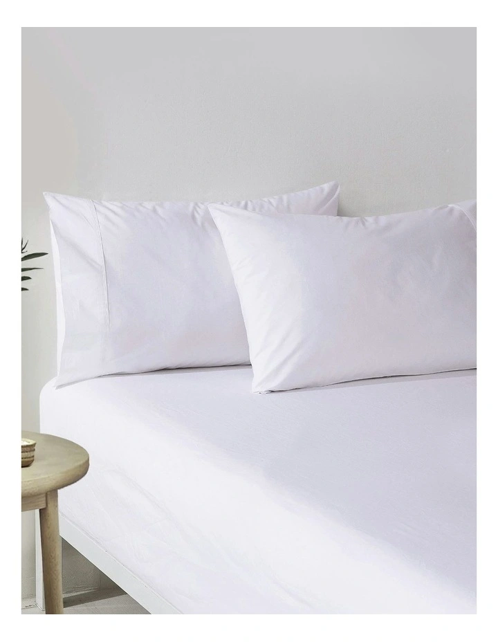 300TC Cotton Percale Standard Pillowcase Twin Pack in White image 6