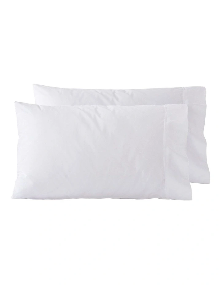 300TC Cotton Percale Standard Pillowcase Twin Pack in White image 7
