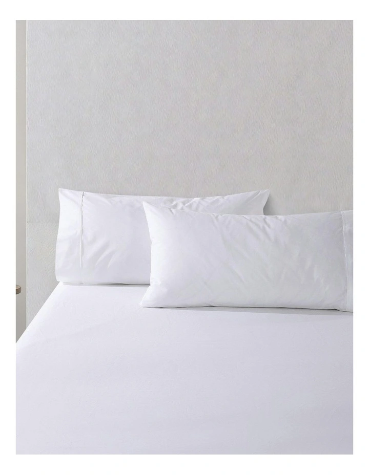 300TC Cotton Percale King Pillowcase Twin Pack in White image 1