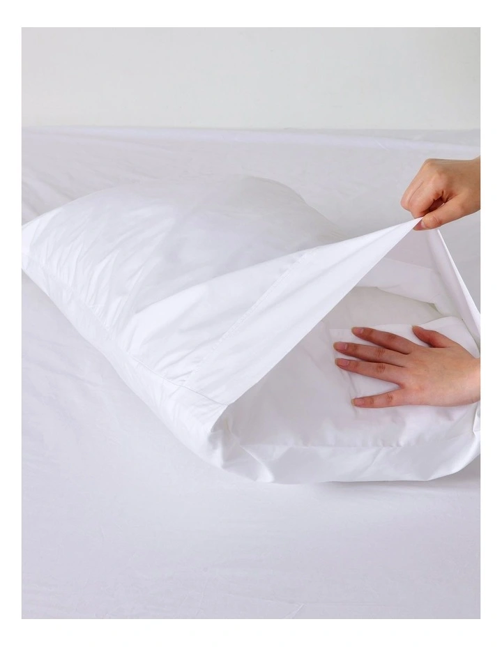 300TC Cotton Percale King Pillowcase Twin Pack in White image 2