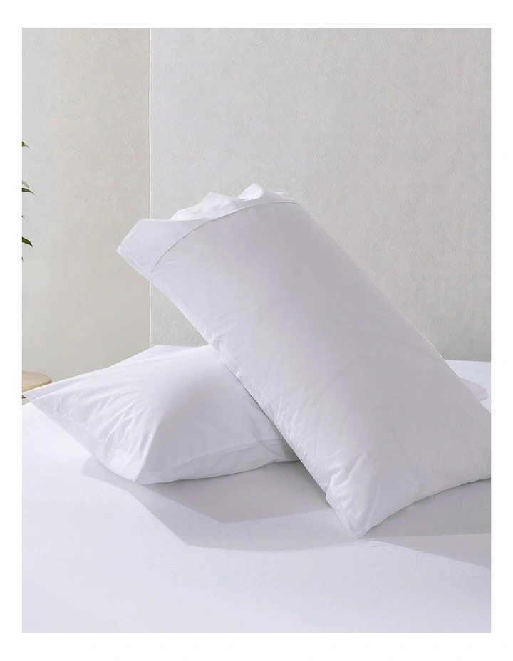 300TC Cotton Percale King Pillowcase Twin Pack in White image 5