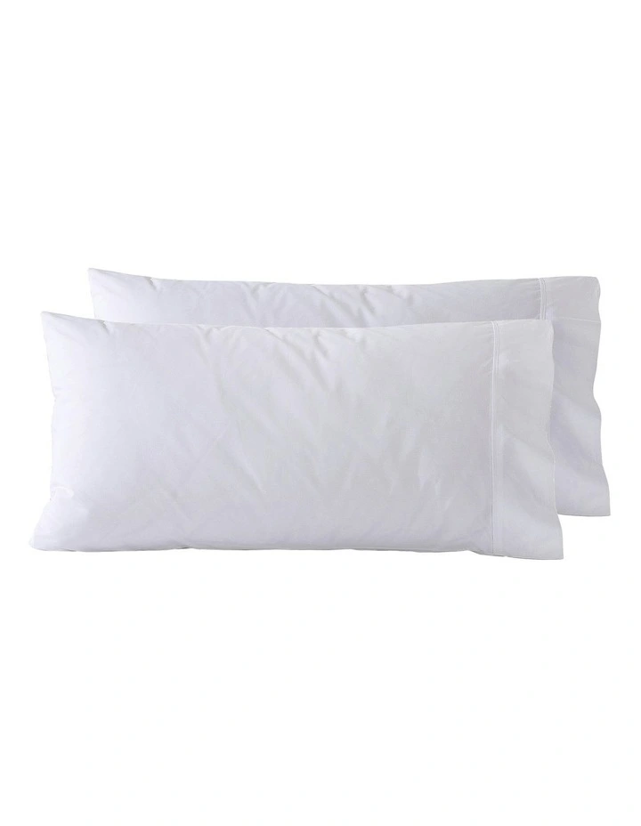 300TC Cotton Percale King Pillowcase Twin Pack in White image 7