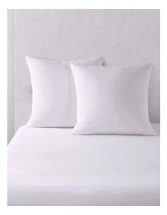 300TC Cotton Percale Euro Pillowcase Twin Pack in White