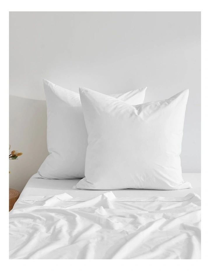 300TC Cotton Percale Euro Pillowcase  Twin Pack in White image 2