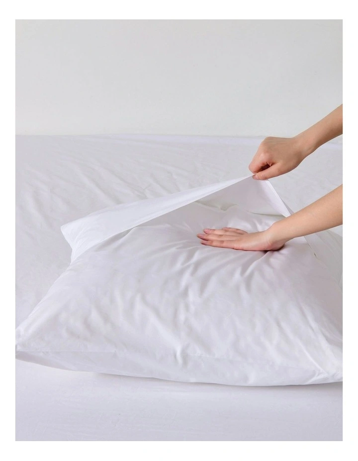 300TC Cotton Percale Euro Pillowcase Twin Pack in White image 2