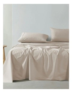 300TC Cotton Percale Sheet Set in Oat