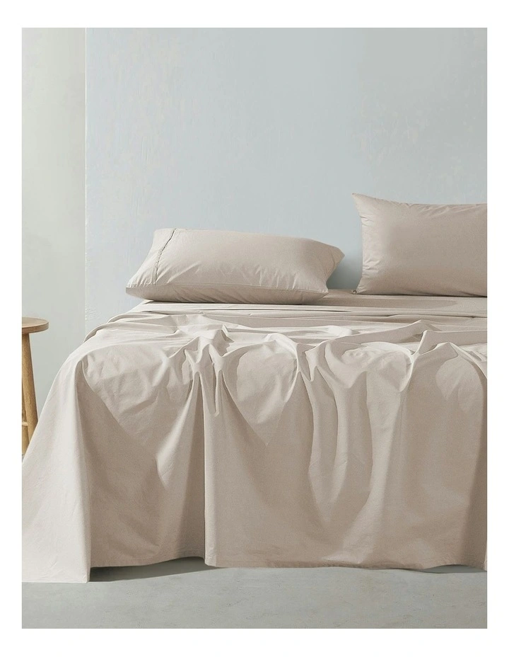 300TC Cotton Percale Sheet Set in Oat image 1