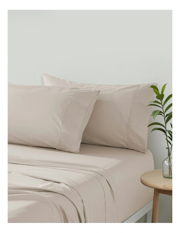 300TC Cotton Percale Sheet Set in Oat image 2