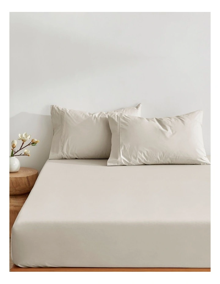300TC Cotton Percale Combo Fitted Sheet Set in Oat image 2