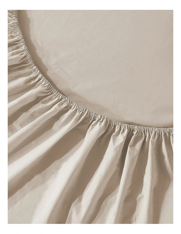 300 Thread Count Cotton Percale Combo Fitted Sheet Set in Oat image 3
