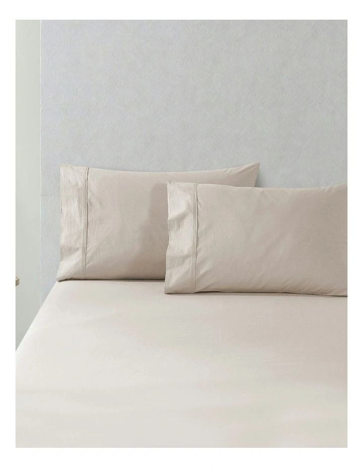 300 Thread Count Cotton Percale Combo Fitted Sheet Set in Oat image 7