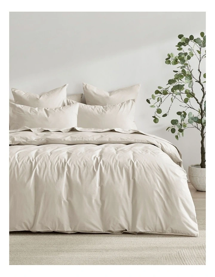 300TC Cotton Percale Quilt Cover Set in Oat image 1