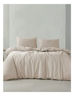 300 Thread Count Cotton Percale Quilt Cover Set in Oat
