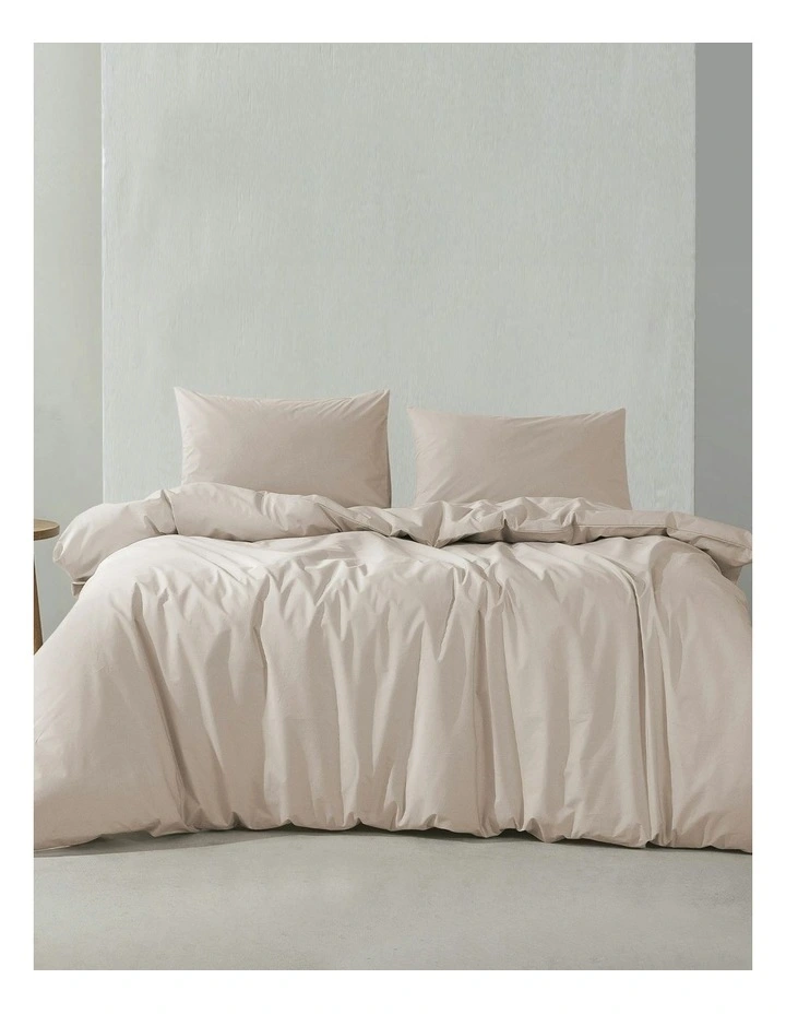 300 Thread Count Cotton Percale Quilt Cover Set in Oat image 1