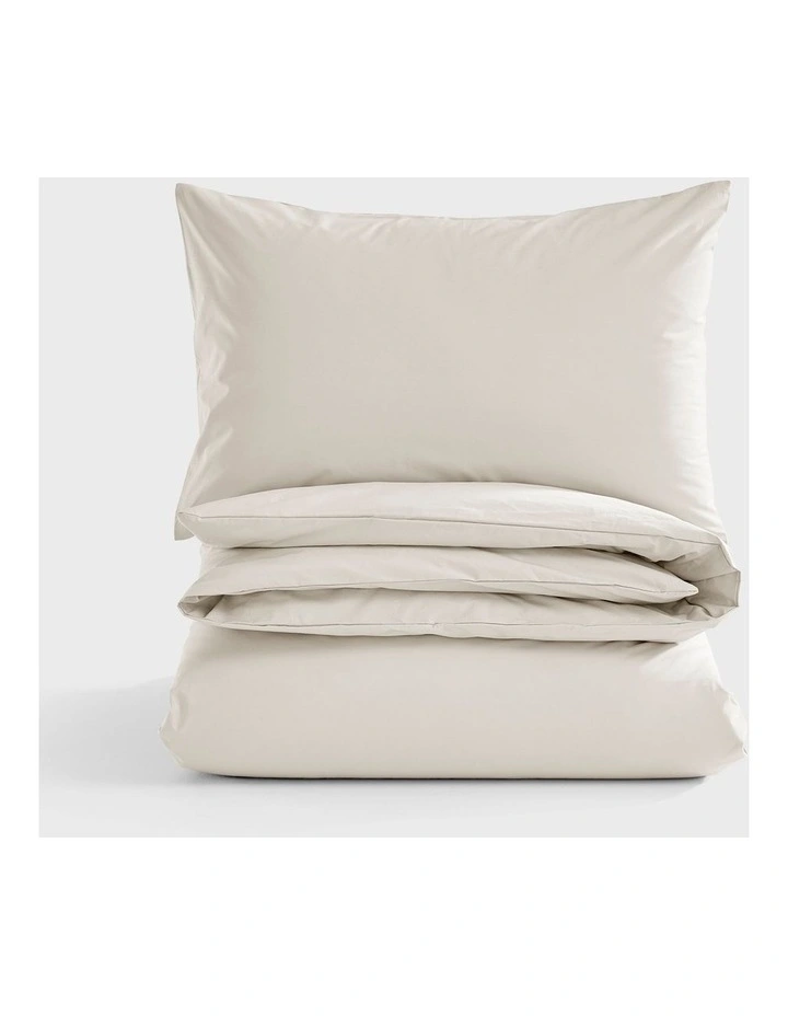 300TC Cotton Percale Quilt Cover Set in Oat image 2