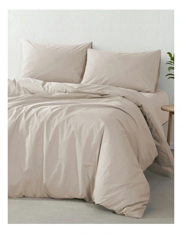 300TC Cotton Percale Quilt Cover Set in Oat