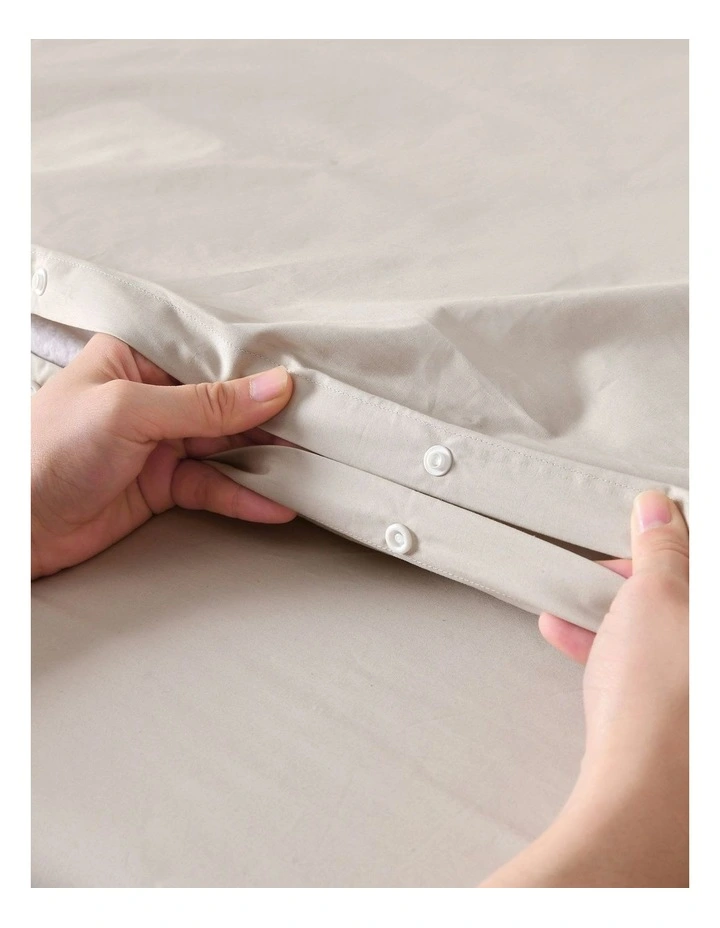 300 Thread Count Cotton Percale Quilt Cover Set in Oat image 4