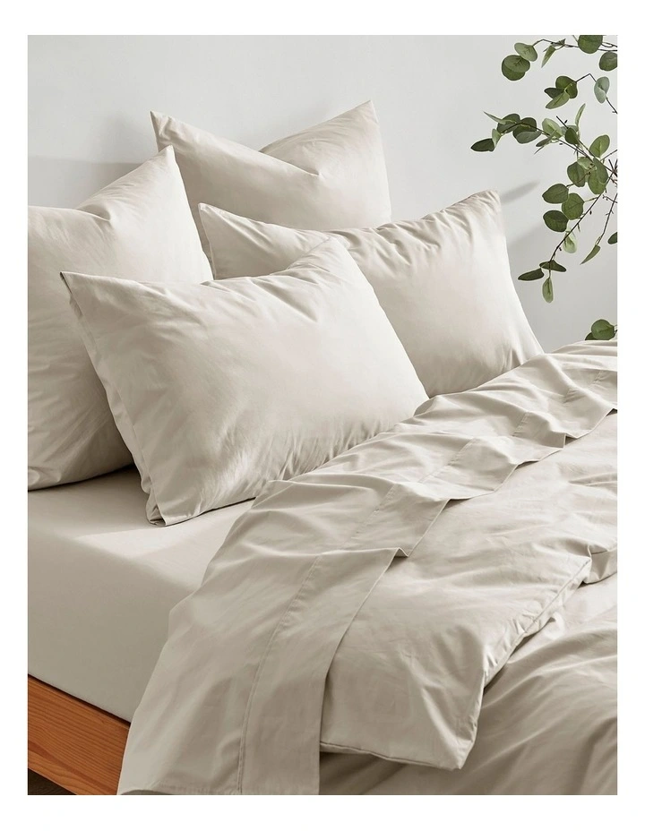 300TC Cotton Percale Quilt Cover Set in Oat image 5