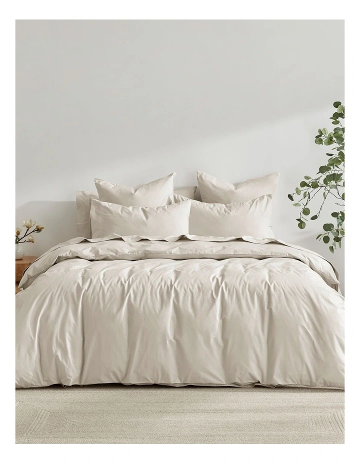 300TC Cotton Percale Quilt Cover Set in Oat image 6