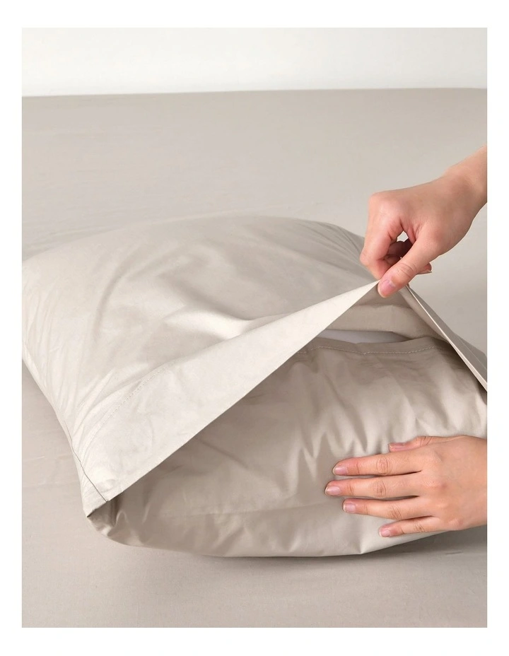 300 Thread Count Cotton Percale Standard Pillowcase Pack Of 2 in Oat image 2