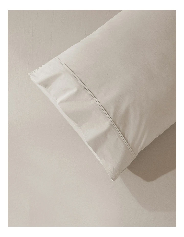 300 Thread Count Cotton Percale Standard Pillowcase Pack Of 2 in Oat image 3