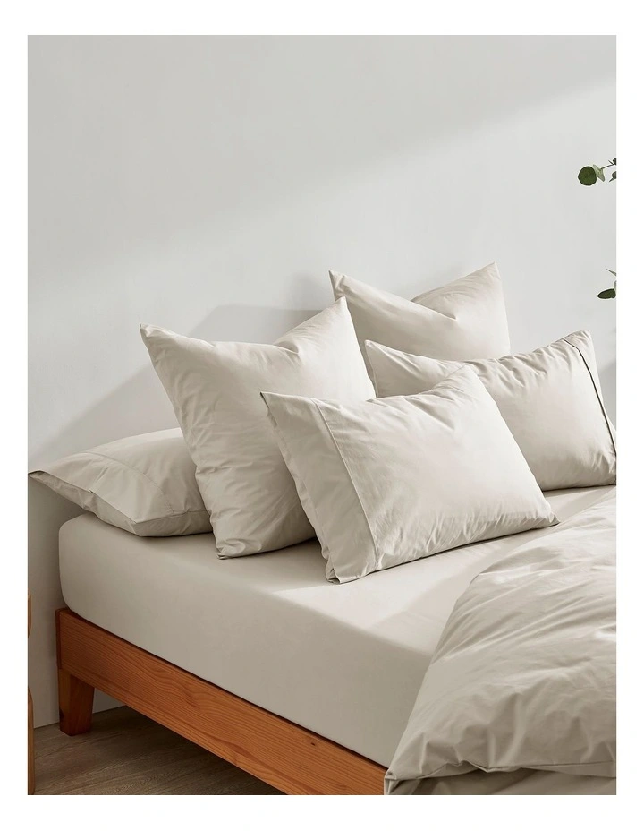 300TC Cotton Percale Standard Pillowcase  Twin Pack in Oat image 6