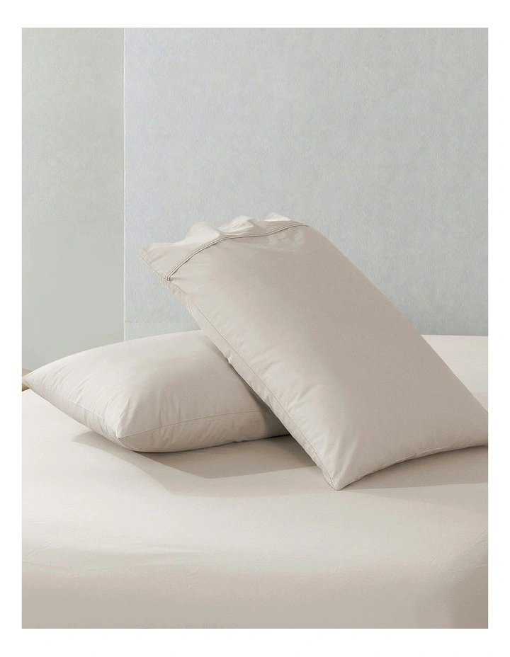 300 Thread Count Cotton Percale Standard Pillowcase Pack Of 2 in Oat image 6