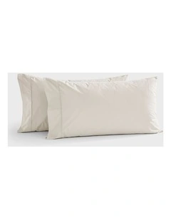 300TC Cotton Percale King Pillowcase  Twin Pack in Oat