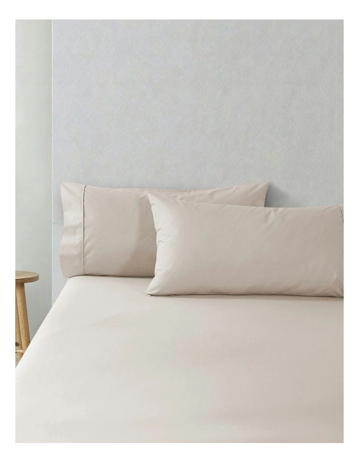300 Thread Count Cotton Percale King Pillowcase Pack Of 2 in Oat image 1