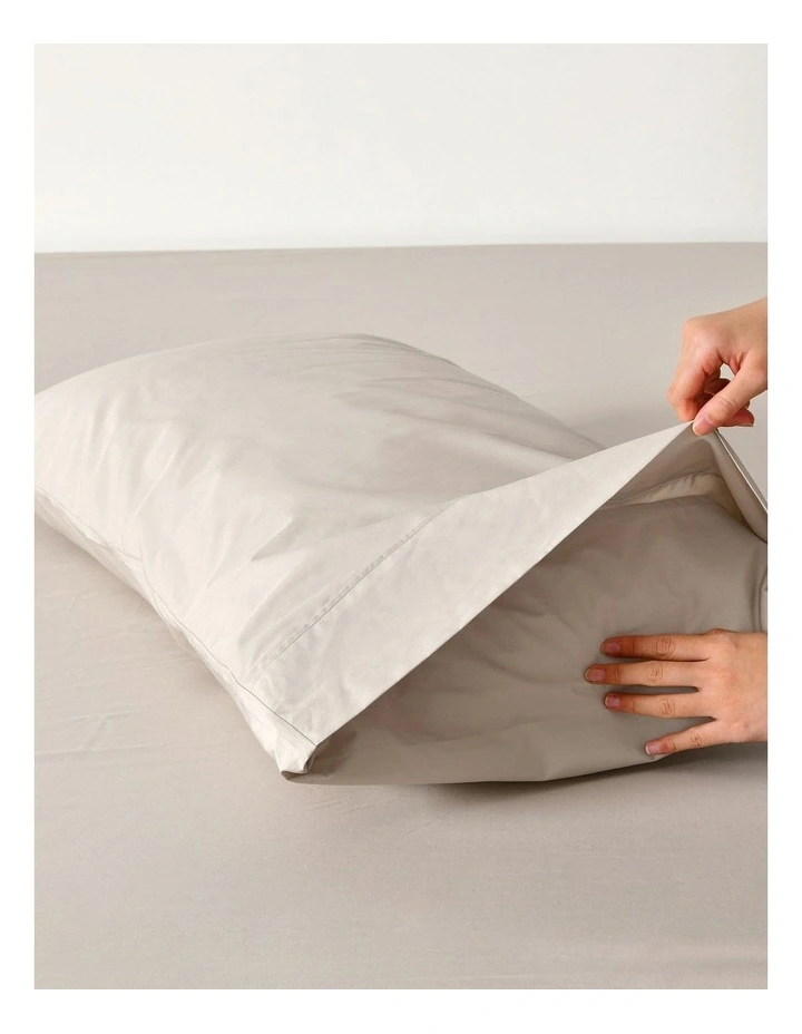 300 Thread Count Cotton Percale King Pillowcase Pack Of 2 in Oat image 2