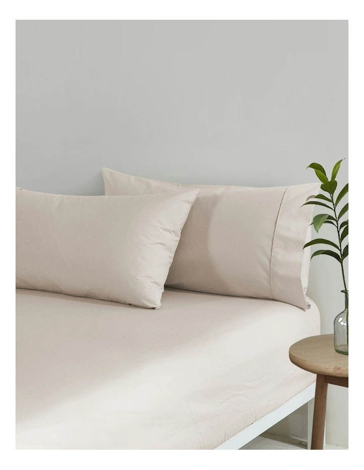 300 Thread Count Cotton Percale King Pillowcase Pack Of 2 in Oat image 6