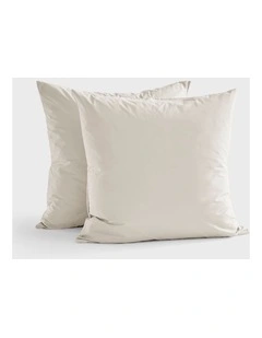 300TC Cotton Percale Euro Pillowcase  Twin Pack in Oat