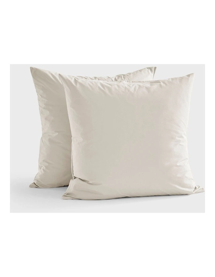 300TC Cotton Percale Euro Pillowcase  Twin Pack in Oat image 1