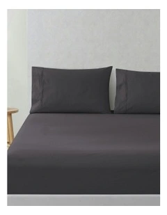300 Thread Count Cotton Percale Combo Fitted Sheet Set in Charcoal
