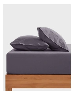300TC Cotton Percale Combo Fitted Sheet Set in Charcoal