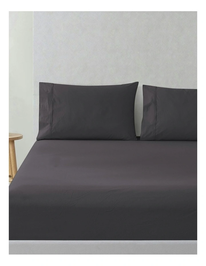 300 Thread Count Cotton Percale Combo Fitted Sheet Set in Charcoal image 1