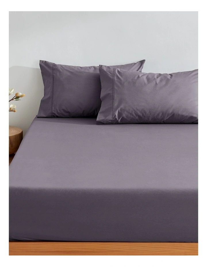 300TC Cotton Percale Combo Fitted Sheet Set in Charcoal image 2