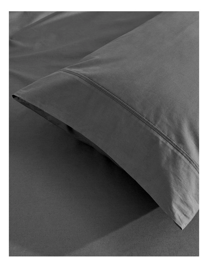 300TC Cotton Percale Combo Fitted Sheet Set in Charcoal image 3