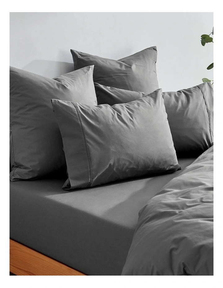 300TC Cotton Percale Combo Fitted Sheet Set in Charcoal image 6