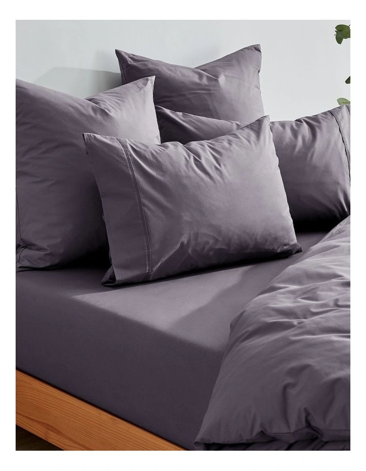 300TC Cotton Percale Combo Fitted Sheet Set in Charcoal image 6