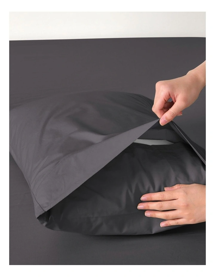 300 Thread Count Cotton Percale Combo Fitted Sheet Set in Charcoal image 6