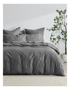 300TC Cotton Percale Quilt Cover Set in Charcoal