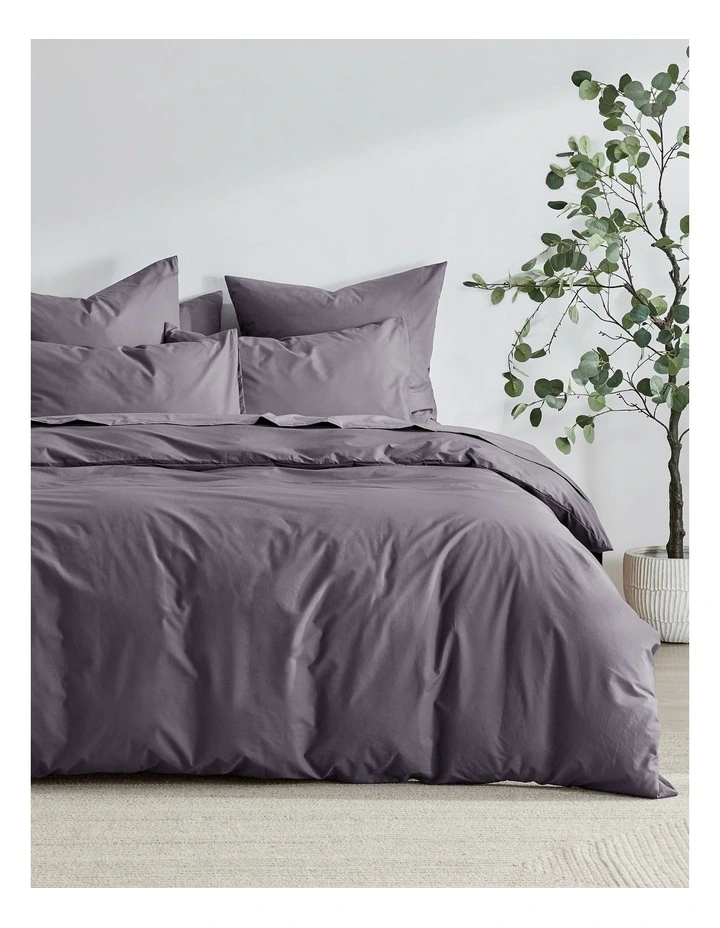 300TC Cotton Percale Quilt Cover Set in Charcoal image 1
